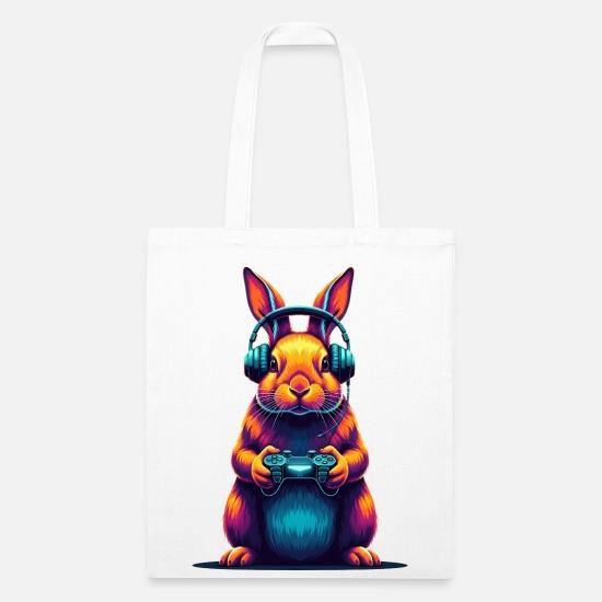 Rabbit Gaming Animal Video Games Funny Rabbit Recycled Tote Bag