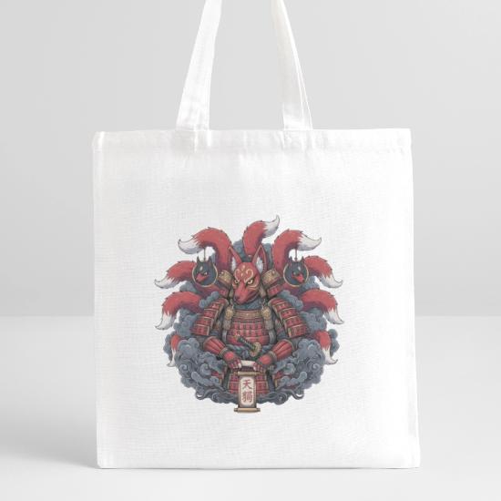 Red Fox Tengu Samurai Recycled Tote Bag