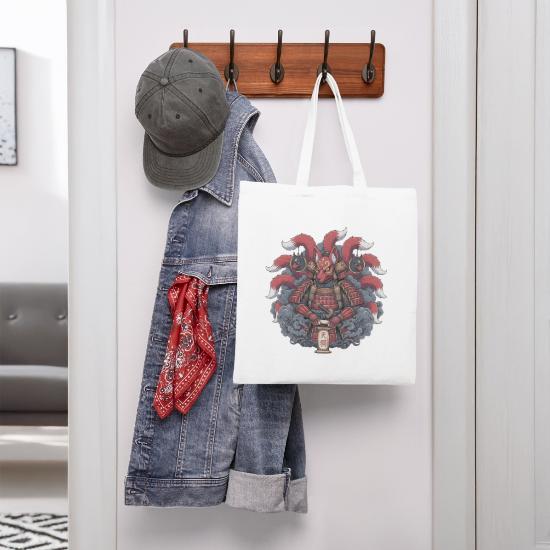 Red Fox Tengu Samurai Recycled Tote Bag
