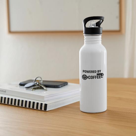 Powered by Coffee Logo 20 oz Water Bottle
