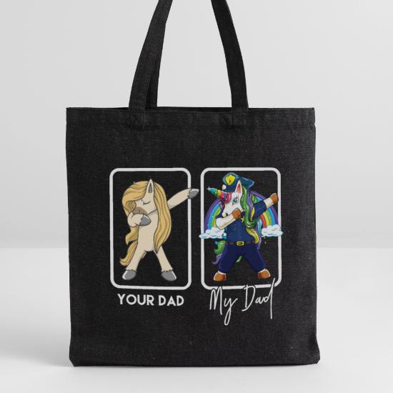 Funny Police Dad Unicorn Dabbing Police Officer Recycled Tote Bag