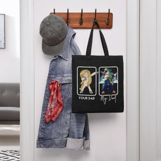 Funny Police Dad Unicorn Dabbing Police Officer Recycled Tote Bag
