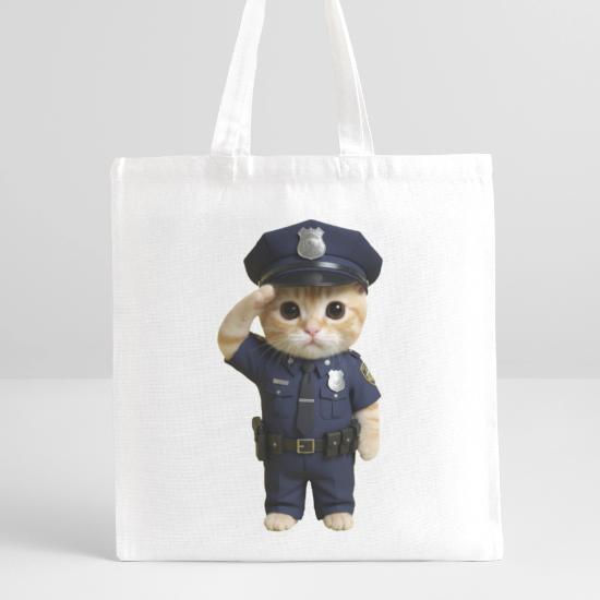 Officer Cat Police Uniform Funny Kitten Job Gift Recycled Tote Bag 3 Officer Cat Police Uniform Funny Kitten Job Gift Recycled Tote Bag