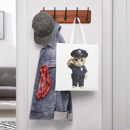 Officer Cat Police Uniform Funny Kitten Job Gift Recycled Tote Bag 4 Officer Cat Police Uniform Funny Kitten Job Gift Recycled Tote Bag
