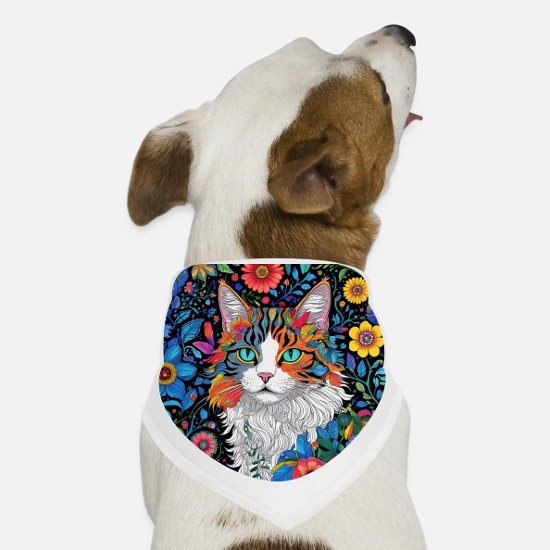 Vivid Flora Cat Portrait Dog Bandana
