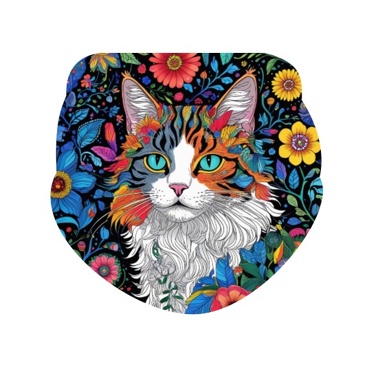 Vivid Flora Cat Portrait Dog Bandana