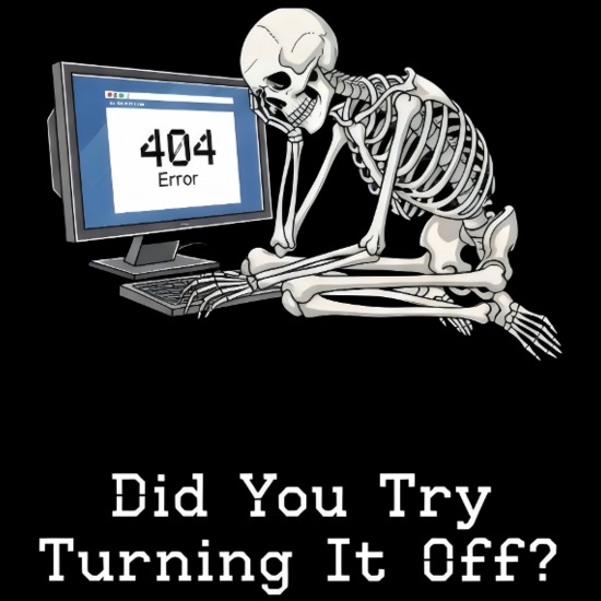 404 Error Skeleton Tech Support Illustration Art Bandana