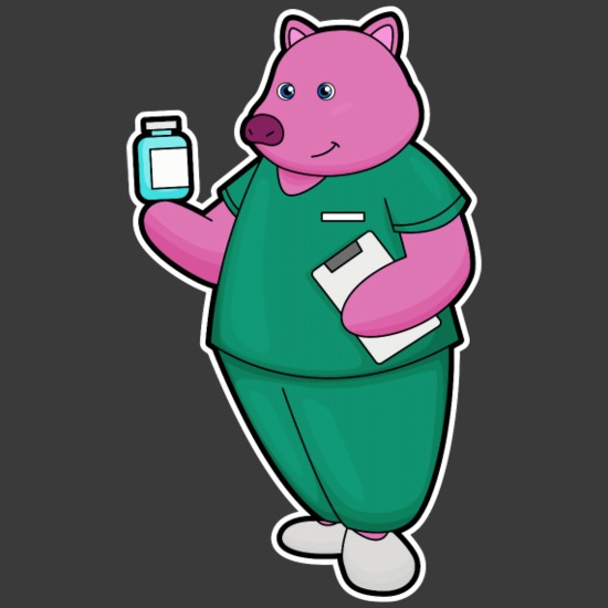 Pig As Nurse With Medicine Unisex Long Sleeve Hoodie Shirt