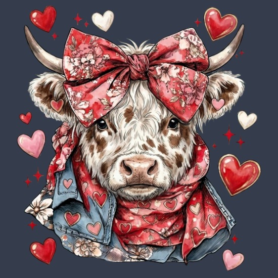 Floral Bow Cow Hearts Organic Cadet Cap