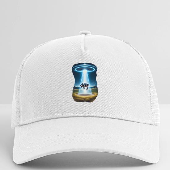 Midnight UFO Abduction Cow Scene Eco Trucker Cap