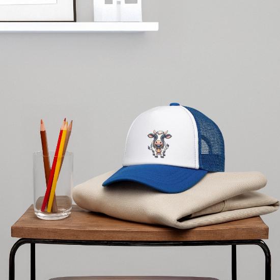 Cute Cow Cartoon Design Kid's Trucker Cap