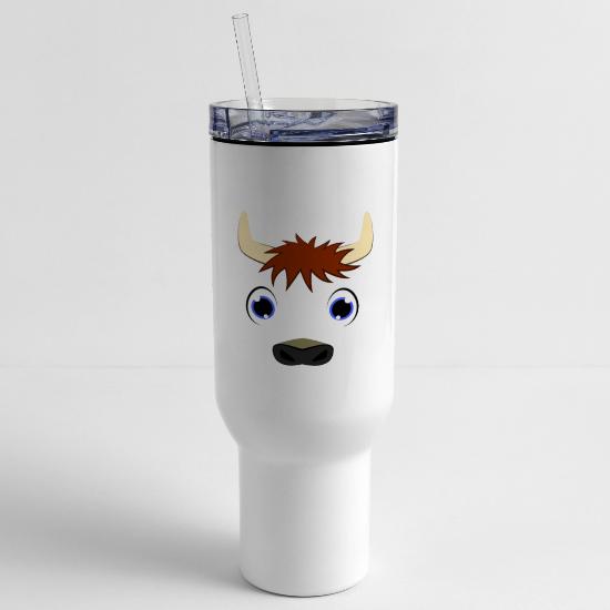 Cute Cartoon Bison Face Buffalo Blue Eyes Wildlife 40 oz Travel Tumbler