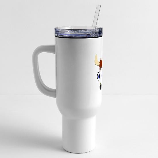 Cute Cartoon Bison Face Buffalo Blue Eyes Wildlife 40 oz Travel Tumbler