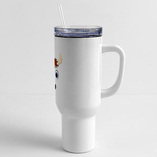 Cute Cartoon Bison Face Buffalo Blue Eyes Wildlife 40 oz Travel Tumbler