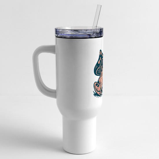 Frog Under Mushroom Illustration 40 oz Travel Tumbler 4 Frog Under Mushroom Illustration 40 oz Travel Tumbler