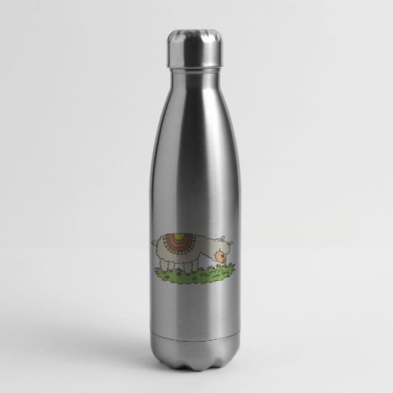 Alpaca Eats Grass On A Meadow 17 oz Insulated Stainless Steel Water Bottle