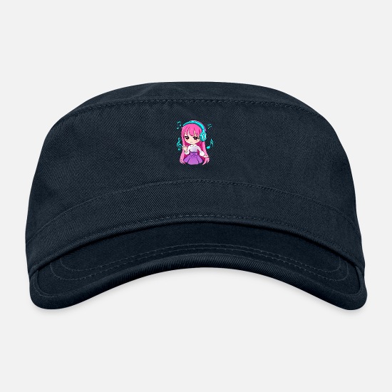 Anime and Music Girl for Teen chibi graphic Organic Cadet Cap