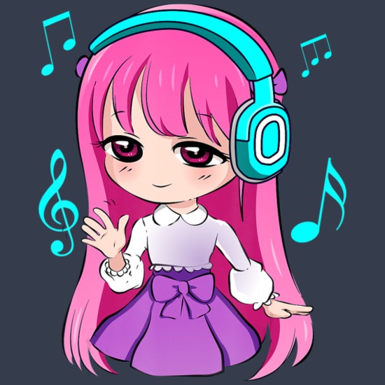 Anime and Music Girl for Teen chibi graphic Organic Cadet Cap