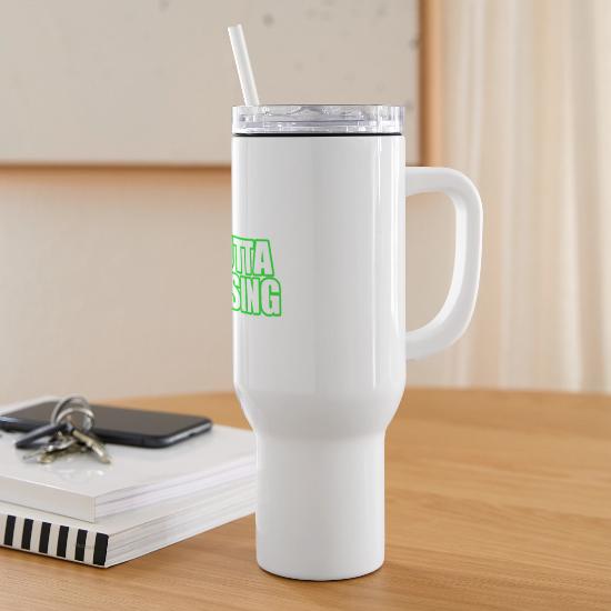 Am Outta Stressing Bold Green Text 40 oz Travel Tumbler