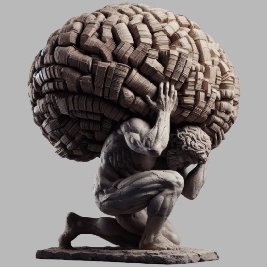 Atlas Burden of Knowledge - Book Brain Statue 17 oz Insulated Stainless Steel Water Bottle