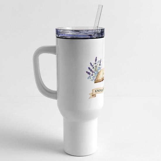 Vintage Book and Candle - Knowledge Illuminates 40 oz Travel Tumbler