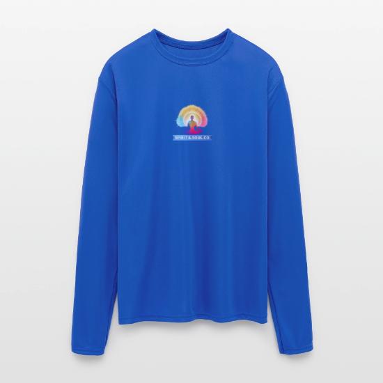 Rainbow Aura Yoga Spirit Silhouette Men's Moisture Wicking Performance Long Sleeve T-Shirt