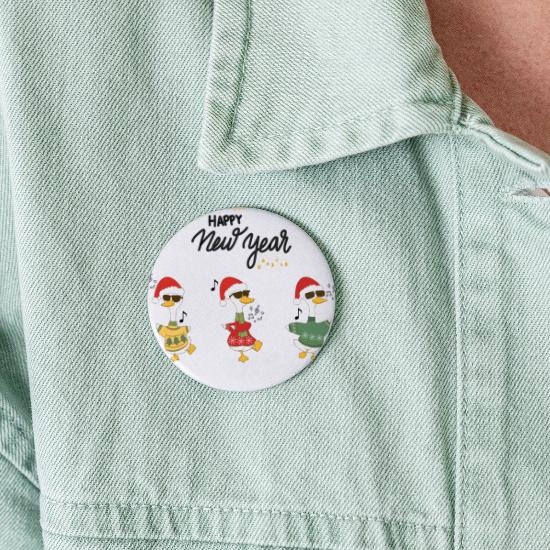 Festive Duck Trio Sweater Design Buttons large 2.2'' (5-pack)