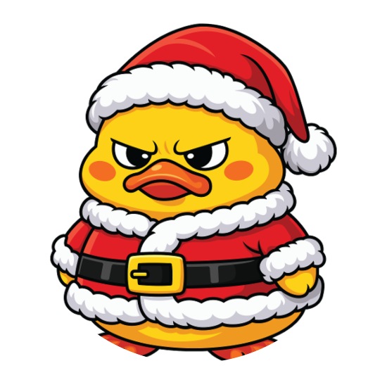 Grumpy Christmas Duck  Buttons 3 ( 5-pack)