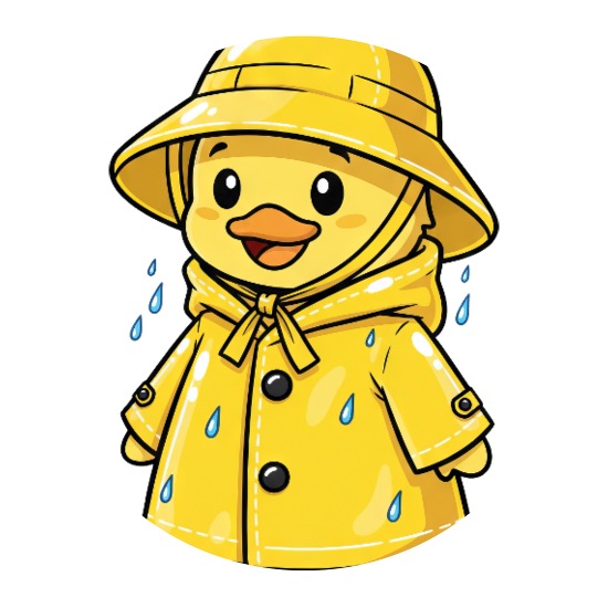 Cute cartoon duck rain weather water  Buttons 3 ( 5-pack)
