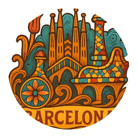 Barcelona Spain Mosaic Gaudi Skyline  Buttons 3 ( 5-pack)