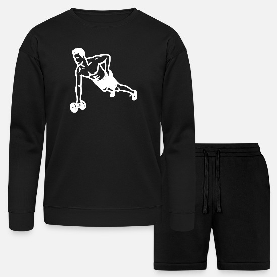 Push-Up Silhouette Fitness Art Bella + Canvas Unisex Sweatshirt & Short Set 3 Push-Up Silhouette Fitness Art Bella + Canvas Unisex Sweatshirt & Short Set