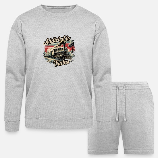 Addicted To Trains for a Train Lover & Locomotive Bella + Canvas Unisex Sweatshirt & Short Set