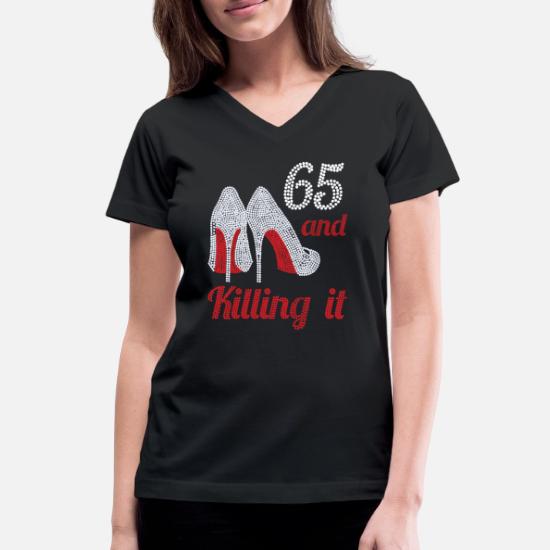 65 Year Old High Heel Rhinestone 1957 Women's V-Neck T-Shirt