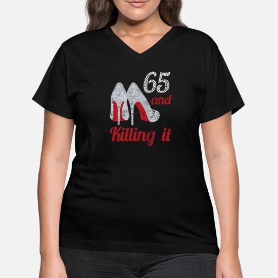 65 Year Old High Heel Rhinestone 1957 Women's V-Neck T-Shirt