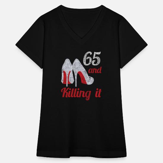 65 Year Old High Heel Rhinestone 1957 Women's V-Neck T-Shirt