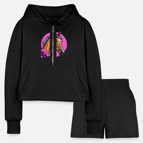 Beautiful Horse for a Horsewoman Women’s Cropped Hoodie & Jogger Short Set