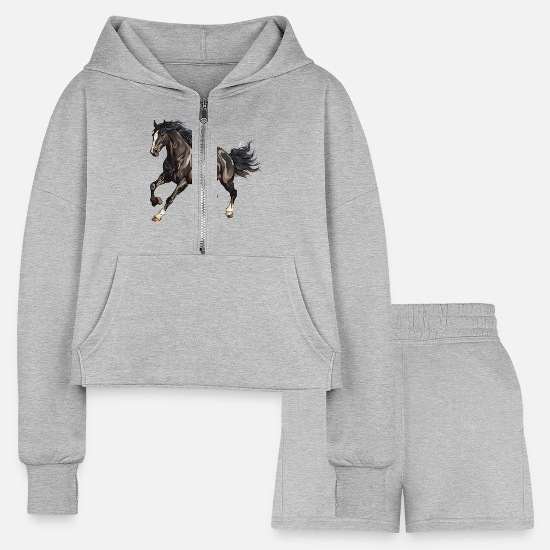 Beautiful Horse for a Horsewoman Women’s Cropped Hoodie & Jogger Short Set