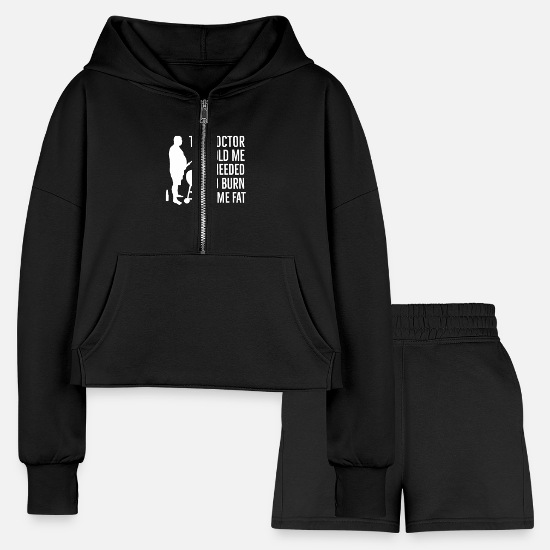 Barbecue Father's day burn some fat BBQ Grill Women’s Cropped Hoodie & Jogger Short Set