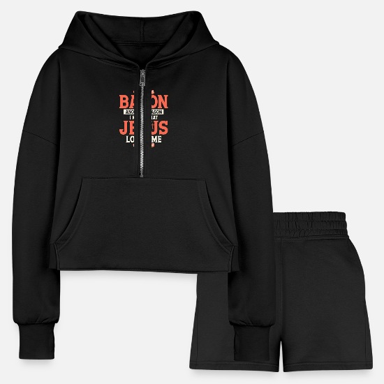 Bacon Another Reason I Know That Jesus Loves Me Women’s Cropped Hoodie & Jogger Short Set 6 Bacon Another Reason I Know That Jesus Loves Me Women’s Cropped Hoodie & Jogger Short Set