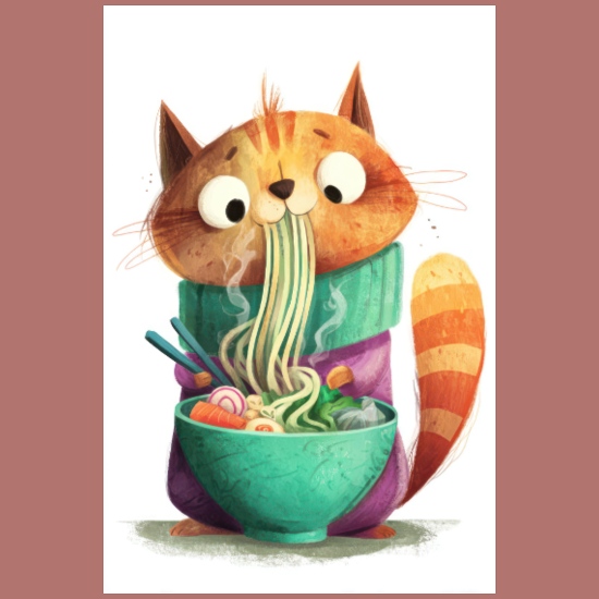 Steaming Noodle Cat in Cozy Bowl Infant Baby Rib Dress