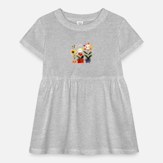 Cute Smiling Flower Pots Infant Baby Rib Dress