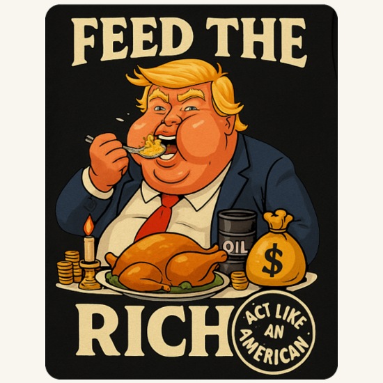 Feed the Rich Satire Tee Throw Pillow Cover 18” x 18”