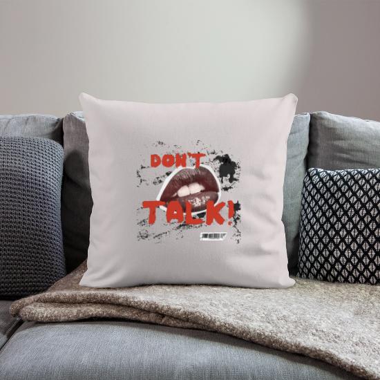 Bold Lips and Provocative Text T-Shirt Throw Pillow Cover 18” x 18”