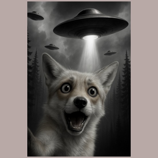 Cosmic Fox Abduction UFO Funny beam animal believe Throw Pillow Cover 18” x 18”