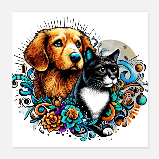 doc cat animal art Poster 8x8