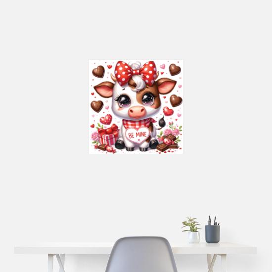 Adorable Valentine Cow - Be Mine Poster 24x24