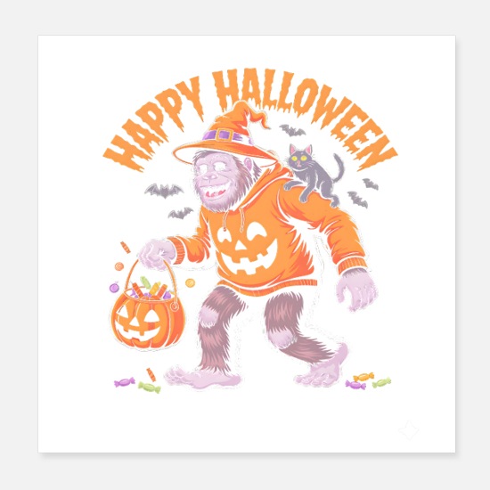Bigfoot Halloween Trick Or Treat Poster 8x8