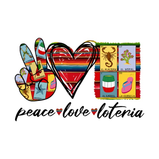 Peace Love Loteria Serape Mexican Bingo Card Square Magnet