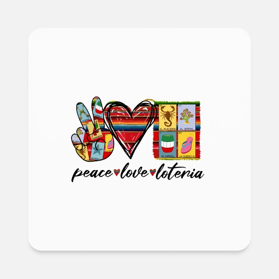 Peace Love Loteria Serape Mexican Bingo Card Square Magnet