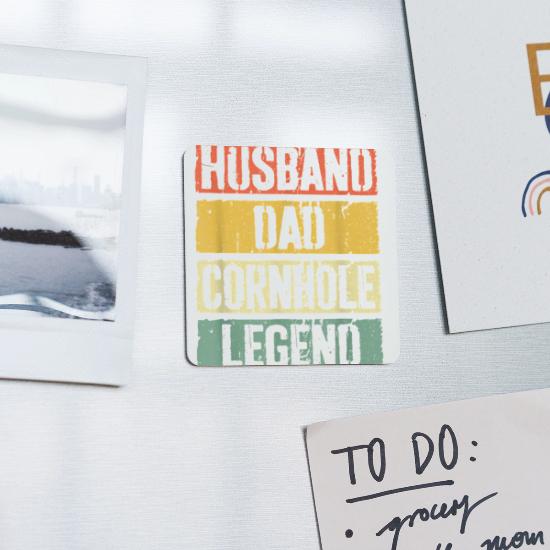 Husband Dad Cornhole Legend Square Magnet
